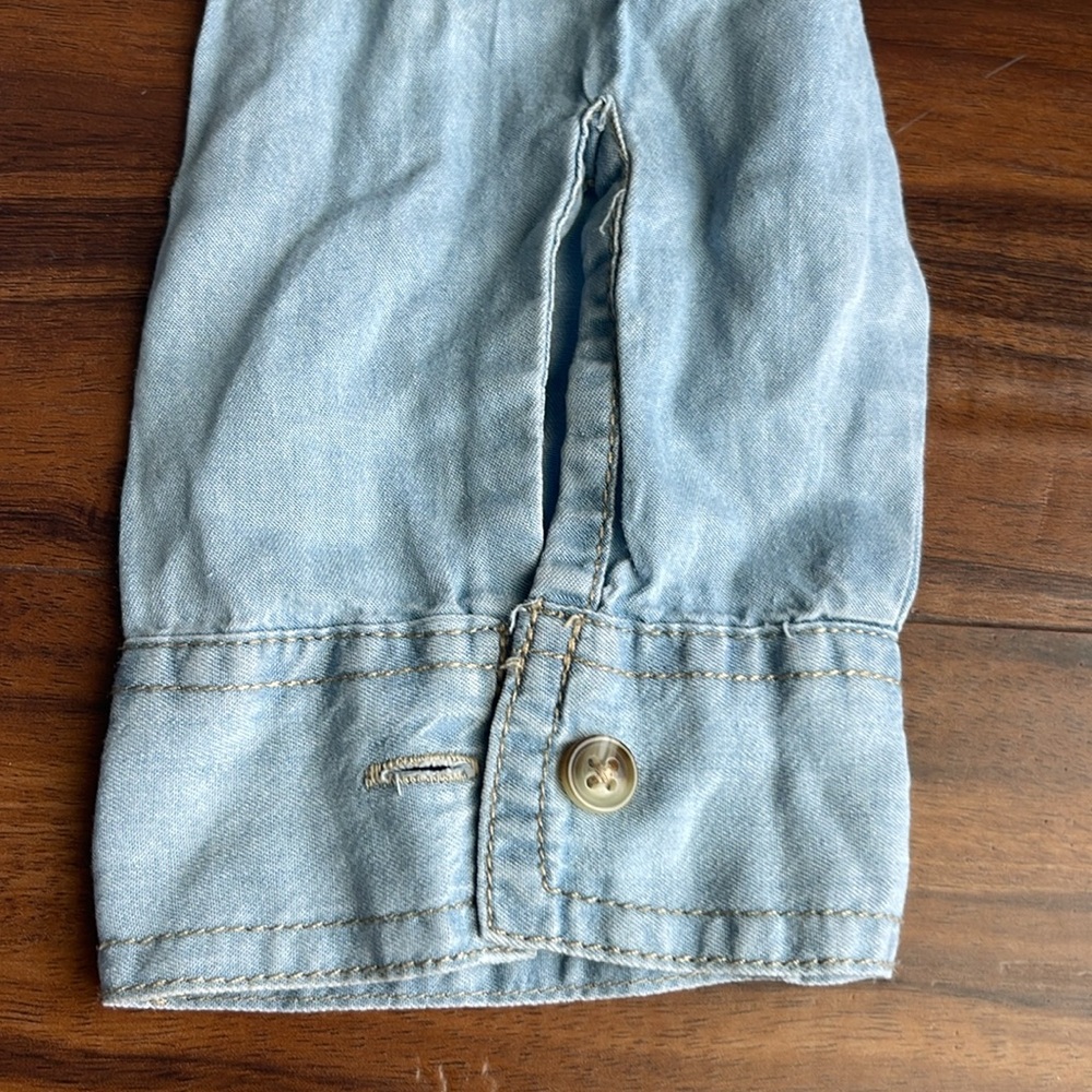 New Japna Washed Chambray Button Front Babydoll Dress - Picture 7 of 13